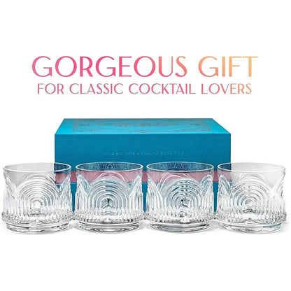 Vintage Lowball Cocktail Glasses, Set Of 4, 9 Oz - Loft&Timber