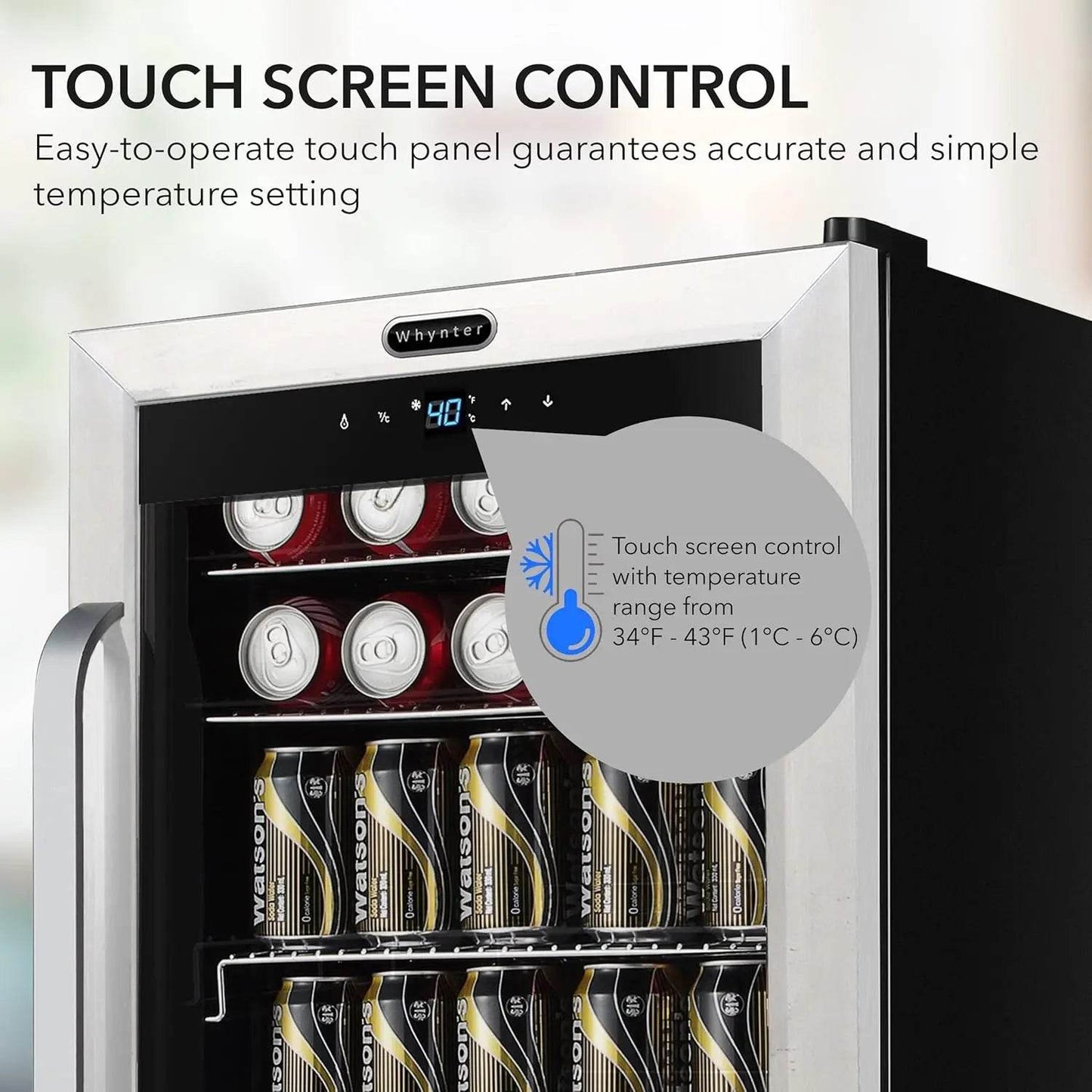 Customizable Beverage Refrigerator with Double-Layer Glass Door, 136-Can Drink Mini Fridge with Lock & Digital Control