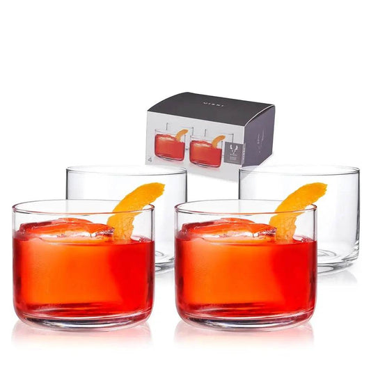 Raye Negroni, Lowball Cocktail Premium Crystal Glassware, 8Oz, Set Of 4