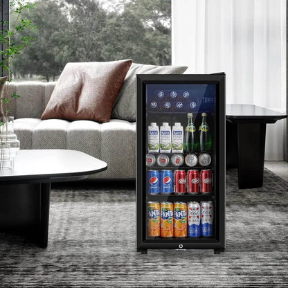 Beverage Refrigerator, 3.2 Cu.ft Mini Fridge with Double Glass Door - Loft&Timber