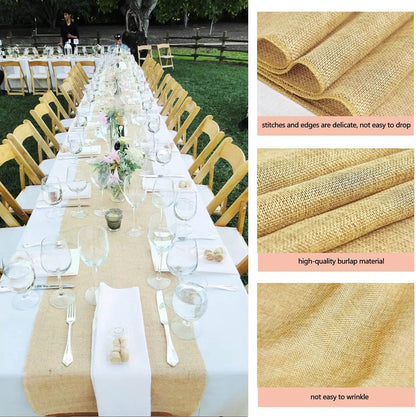 36 Pcs Burlap Table Runners 12 x 108 Inches Khaki Table Runner - Loft&Timber