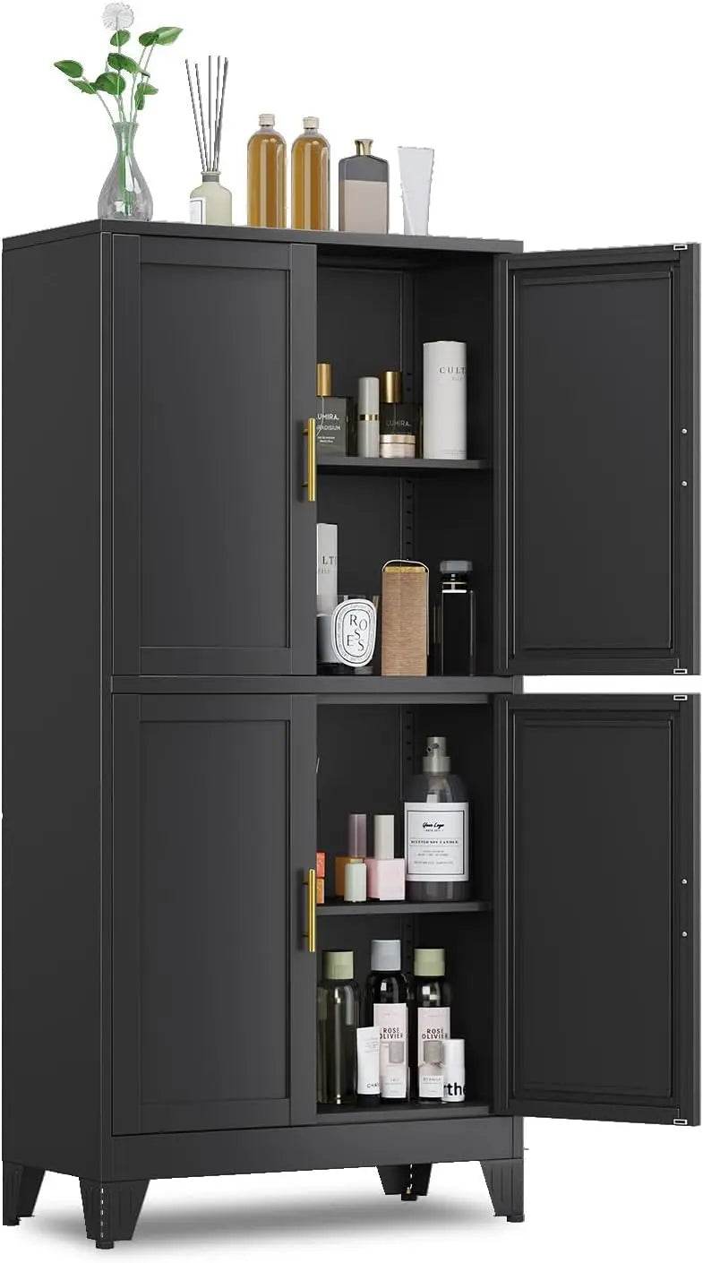 Metal Pantry Cabinet with 2 Door and 3 Adjustable Shelves - Loft&Timber