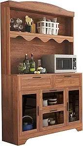 Large Farmhouse Kitchen Pantry Storage Cabinet with Microwave Stand - Loft&Timber