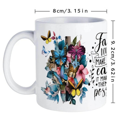 Faith Does Not Make Things Easy It Makes Them Possible2 Coffee Cups Ceramic, 11oz Coffeeware Teaware - Loft&Timber