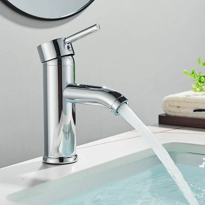 Matte Black Single Handle Cold Hot Water Basin Faucet - Loft&Timber
