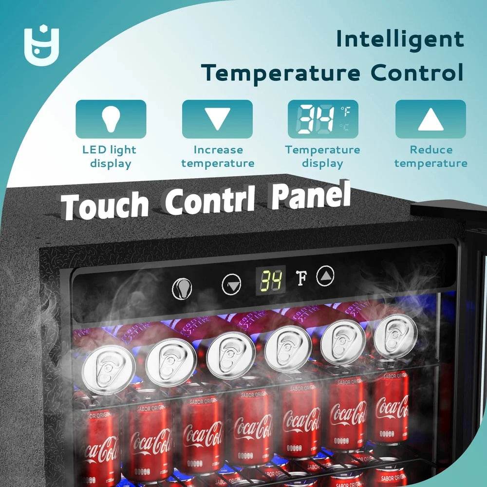 145 Can Beverage Refrigerator Glass Door Mini Fridge Adjustable - Loft&Timber