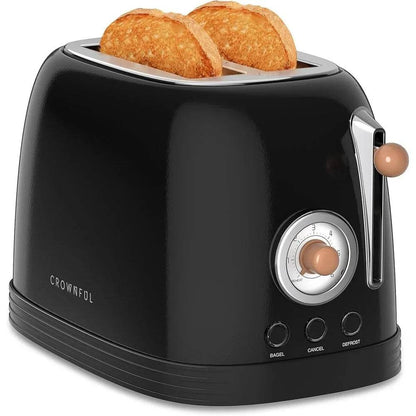 Extra Wide Slot 2 Slice Toaster Stainless Steel Retro