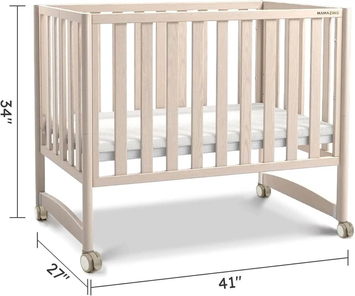 6-in-1 Mini Crib with Removable Wheels & Mattress - Loft&Timber