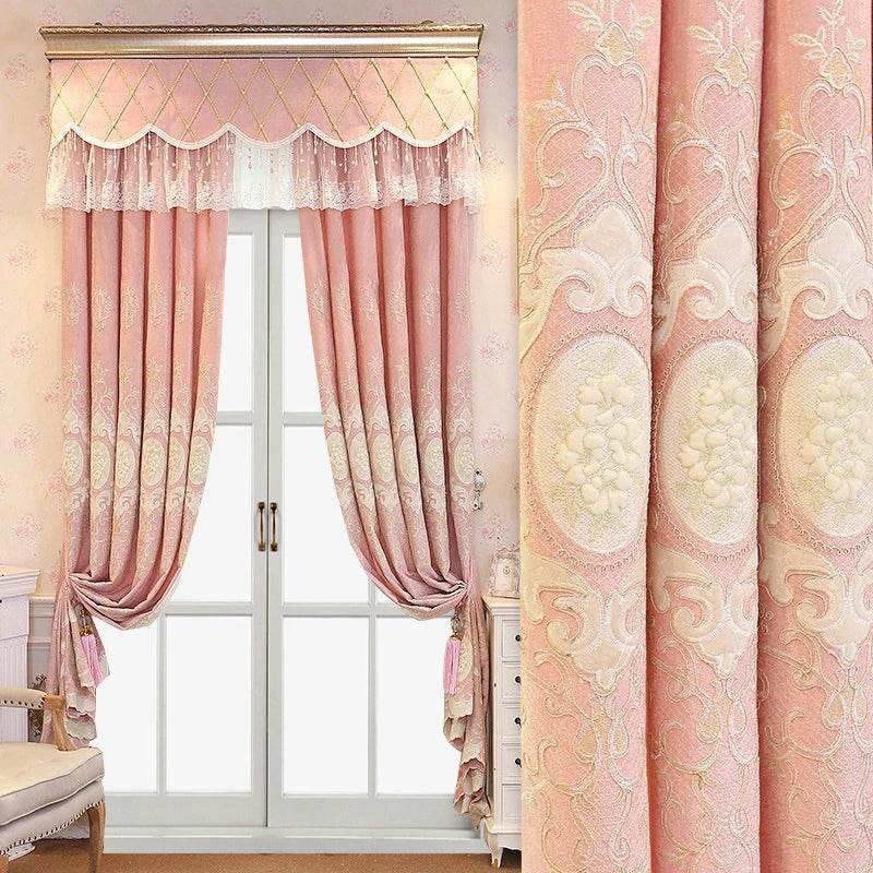 2pcs Embroidered curtain fabric Luxurious embroidered chenille curtain, without valance - Loft&Timber