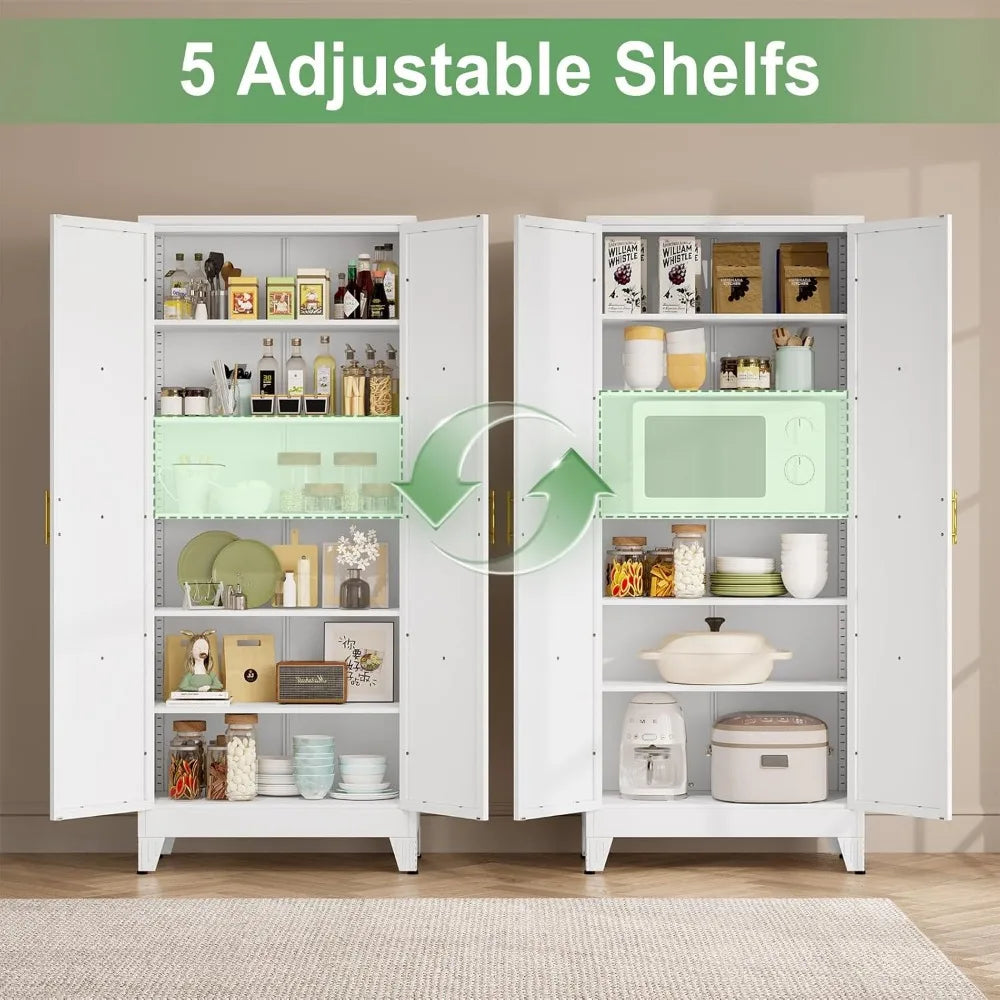 Tall Pantry Cabinet 75" H with Doors and Shelves - Loft&Timber