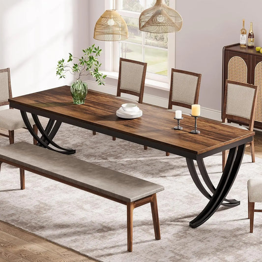 Rectangular Dining Table for 6-8, 78" Large Farmhouse Dinner Table - Loft&Timber