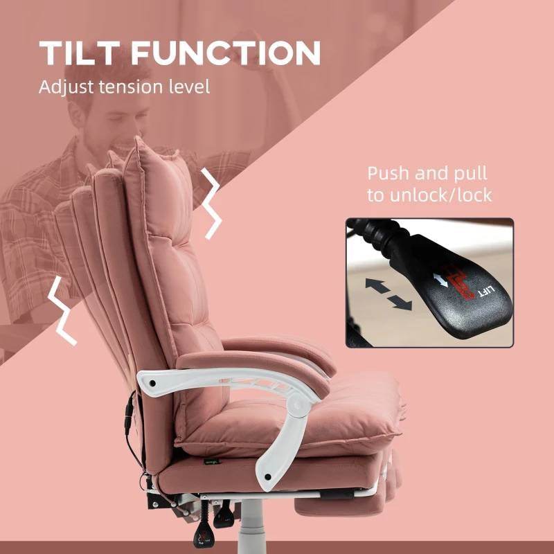 Double Padded Executive Massage Heated Office Chair Salmon - Loft&Timber