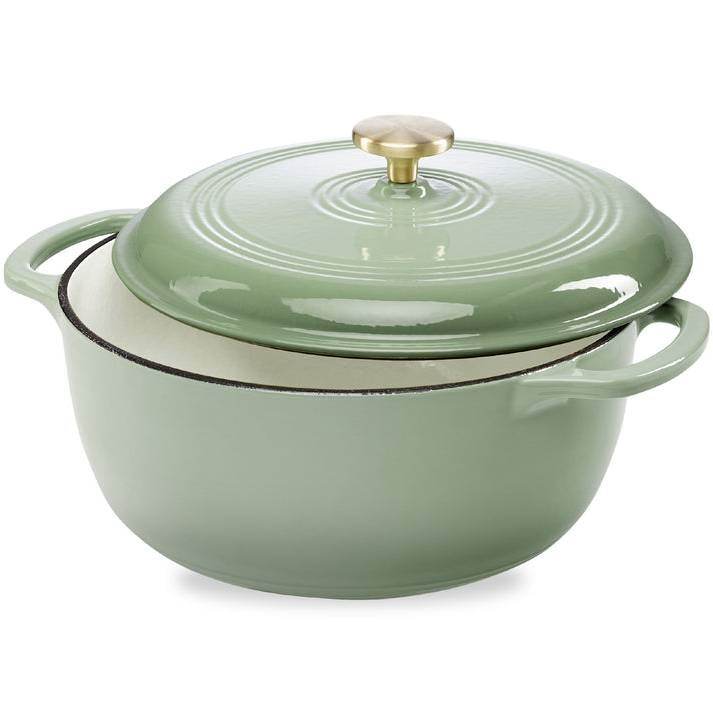 6 Quart Large Sage Green Enamel Cast-Iron Dutch Oven Kitchen Cookware - Loft&Timber