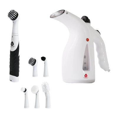 Cordless Power Scrubber Cleaning Brush + Pursonic 300ml Handheld Travel Garment Steamer – Home & Travel Cleaning Essentials - Loft&Timber