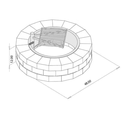 48-in Outdoor Round Concrete Block Stone Fire Pit Kit with Cooking Grill Grate - Loft&Timber