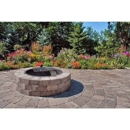 48-in Outdoor Round Concrete Block Stone Fire Pit Kit with Cooking Grill Grate - Loft&Timber