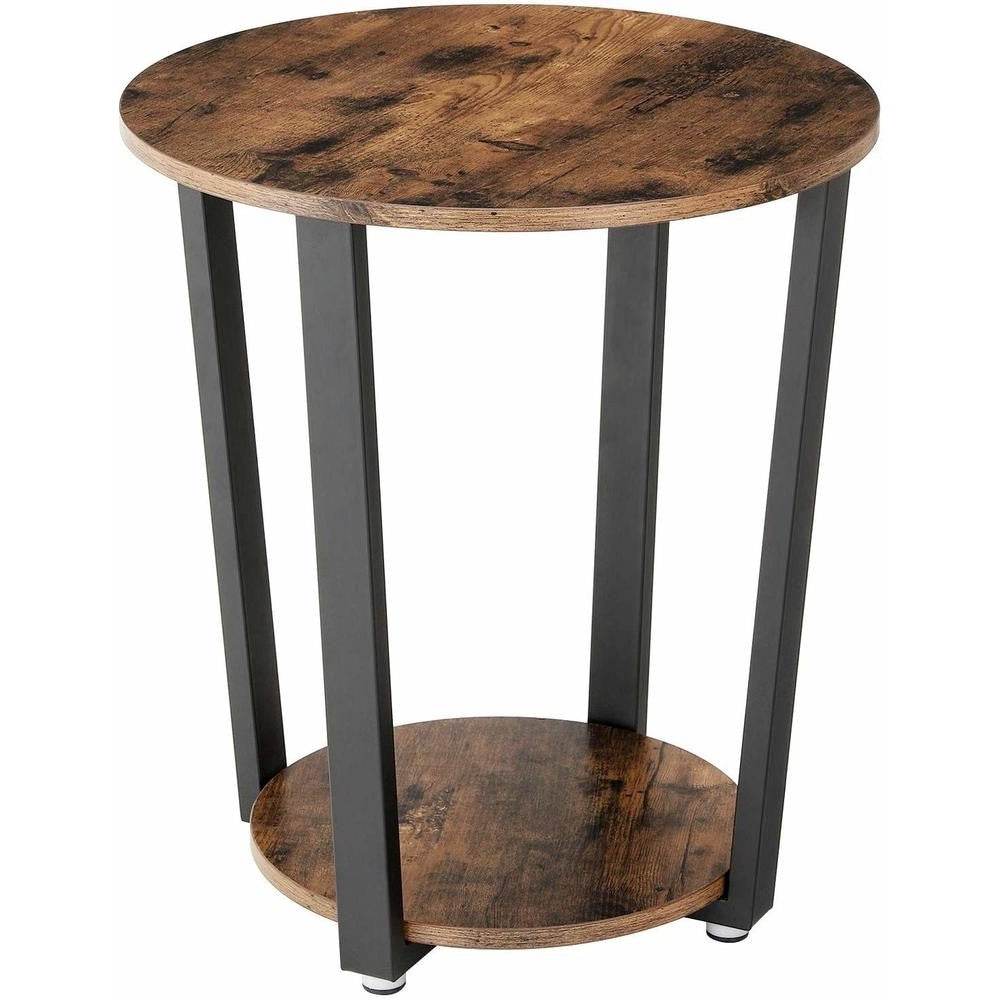 Farmhouse Rustic Round Side Table Nightstand End Table - Loft&Timber