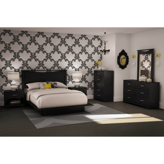 Modern 5-Drawer Bedroom Chest in Black Wood Finish - Loft&Timber