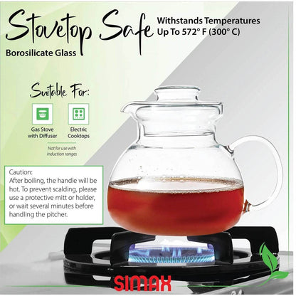 1.5 Quart Glass Teapot Tea Kettle for Stove Top - Loft&Timber