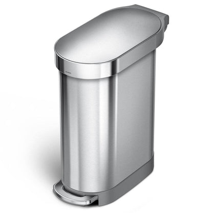 Stainless Steel 12-Gallon Narrow Kitchen Trash Can with Easy Step-on Lid - Loft&Timber