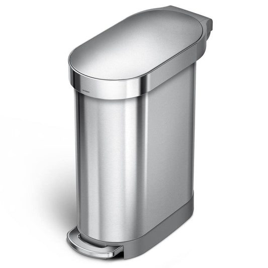 Stainless Steel 12-Gallon Narrow Kitchen Trash Can with Easy Step-on Lid - Loft&Timber