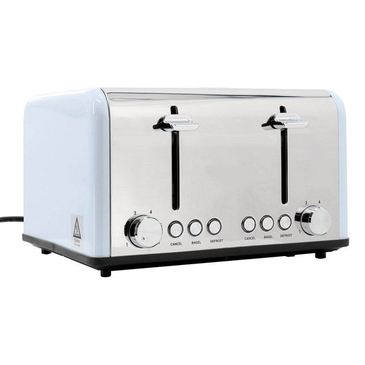 Redmond 4-Slice Extra Wide Slot 1650W Stainless Steel Toaster in Light Blue - Loft&Timber