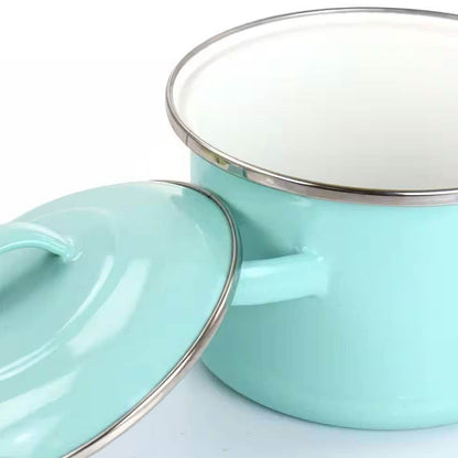 Small 1-Quart Turquoise Enameled Steel Dutch Oven with Lid - Loft&Timber