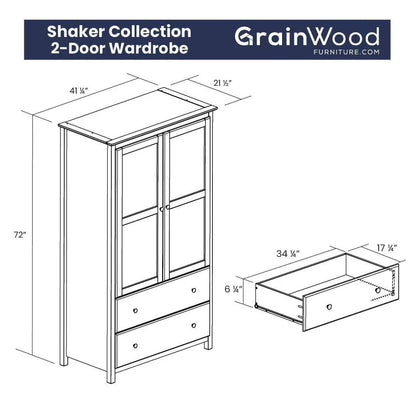 Brown Espresso Solid Wood Bedroom Armoire Wardrobe Cabinet with Hanging Bar - Loft&Timber