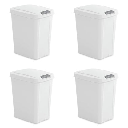 Set of 4 - White 8 Gallon Latch Top Kitchen Wastebasket Trash Can-0