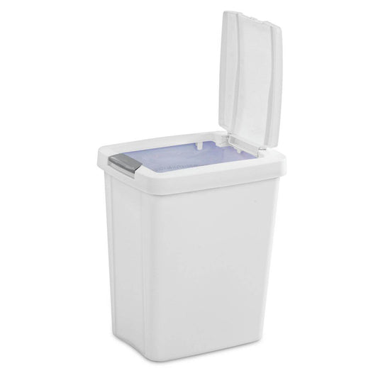 Set of 4 - White 8 Gallon Latch Top Kitchen Wastebasket Trash Can - Loft&Timber