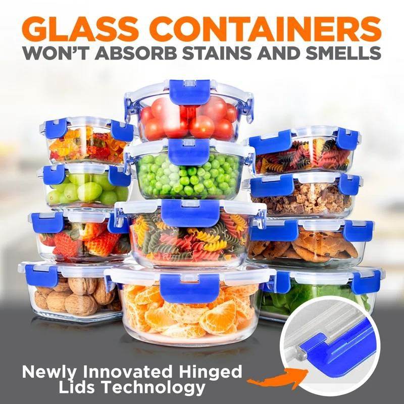 24-Piece Glass Food Storage Container Bakeware Set with Snap Locking Lids - Loft&Timber