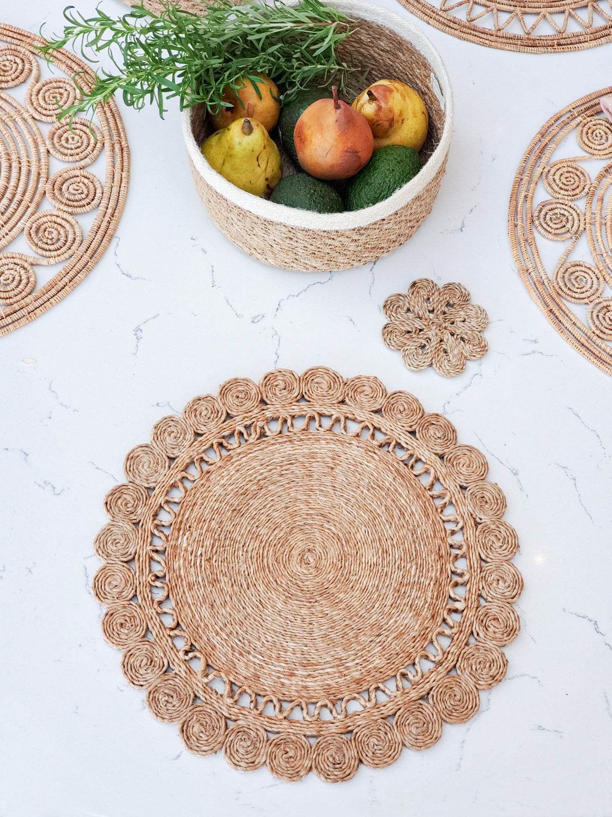 Jute Flower Placemat (Set of 2) - Loft&Timber