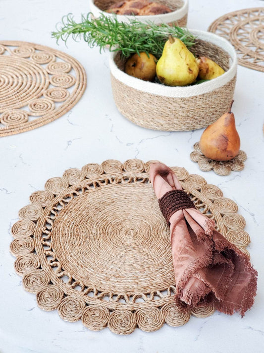 Jute Flower Placemat (Set of 2) - Loft&Timber