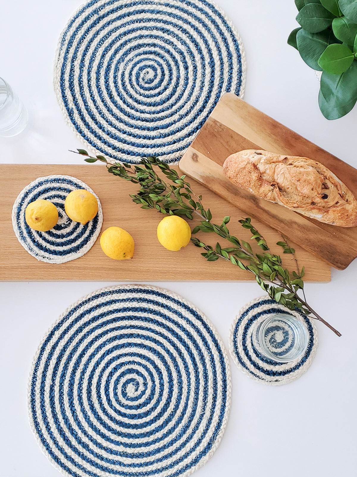 Kata Spiral Placemat - Blue (Set of 4) - Loft&Timber