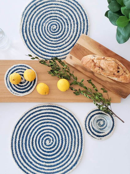 Kata Spiral Placemat - Blue (Set of 4) - Loft&Timber
