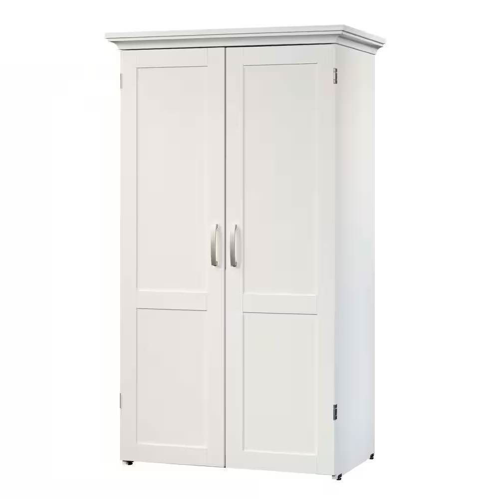 Drop Leaf Computer Desk Craft Table Armoire in White Wood Finish - Made in USA - Loft&Timber