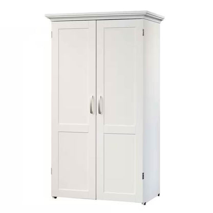 Drop Leaf Computer Desk Craft Table Armoire in White Wood Finish - Made in USA - Loft&Timber