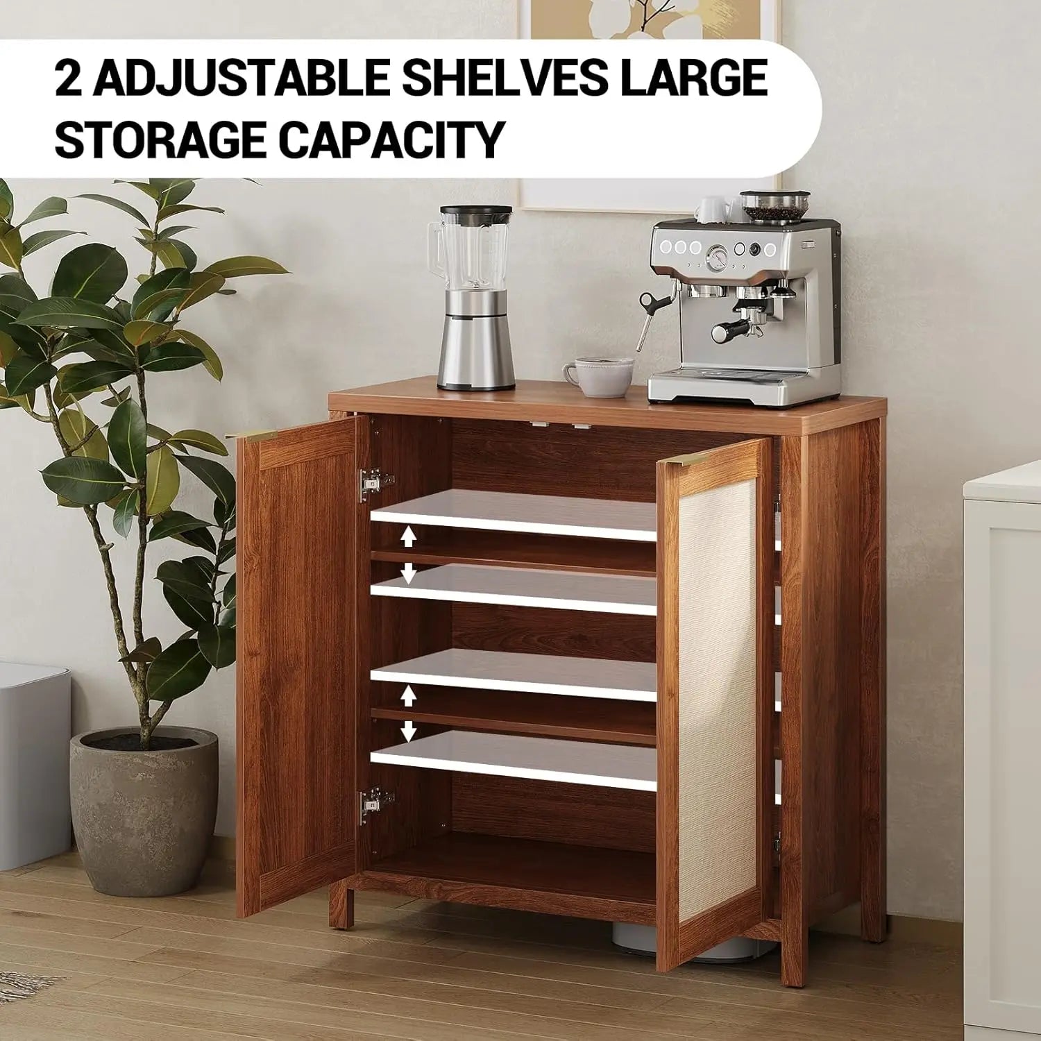 34" Rattan Sideboard Buffet Cabinet - Loft&Timber