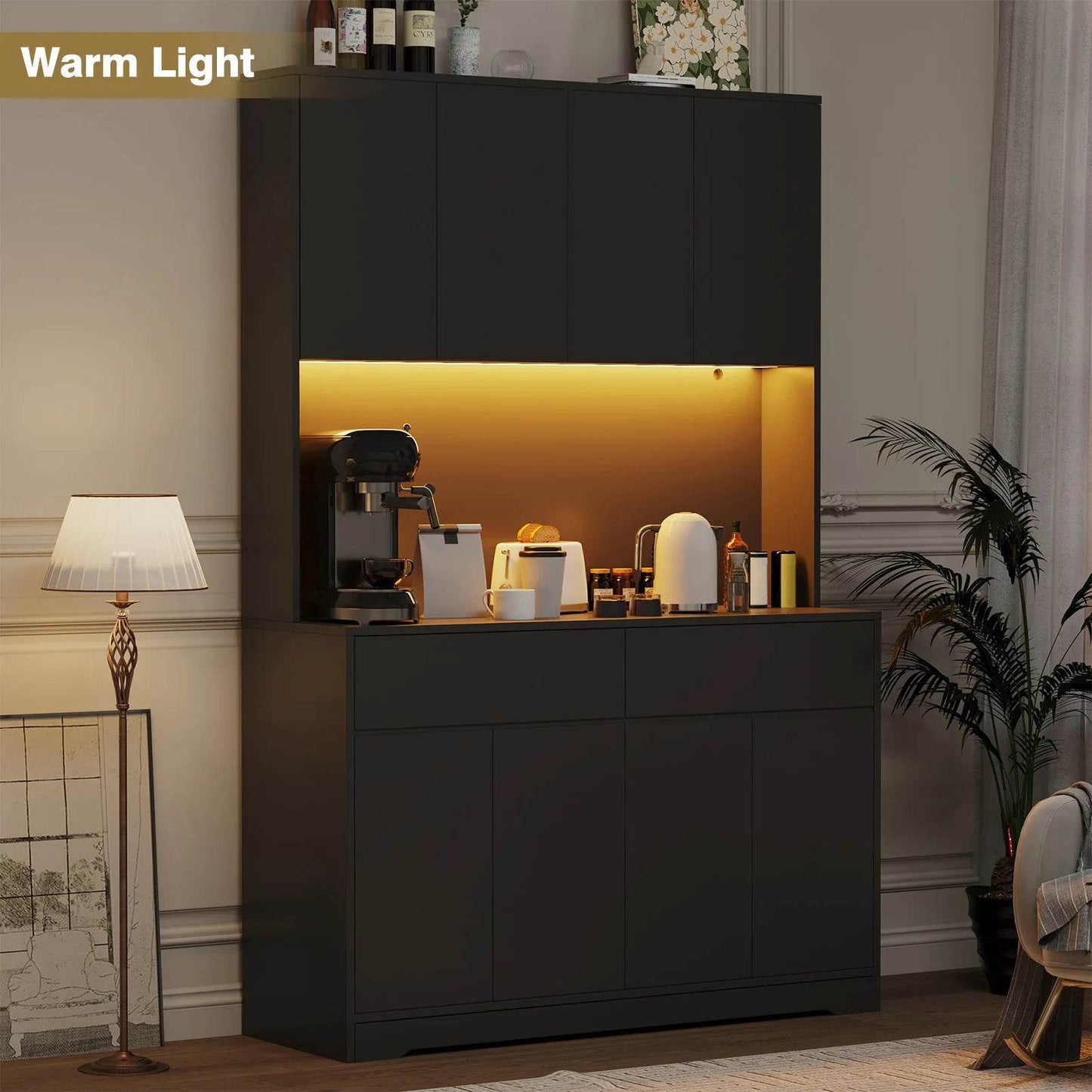 71'' Tall Kitchen Pantry with LED Lights - Loft&Timber
