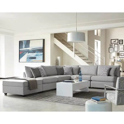 Gray Square Upholstered Storage Ottoman with Modern Design - Loft&Timber
