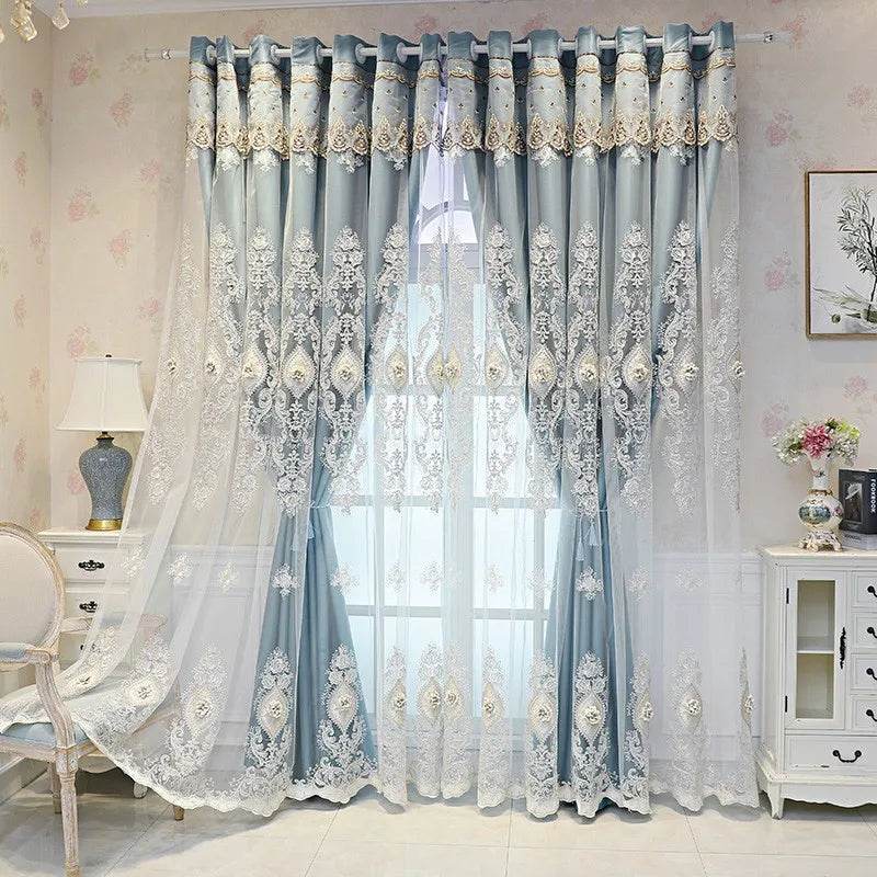 1PC Curtains,Luxury vintage-style embroidered curtains with 3D relief patterns - Loft&Timber