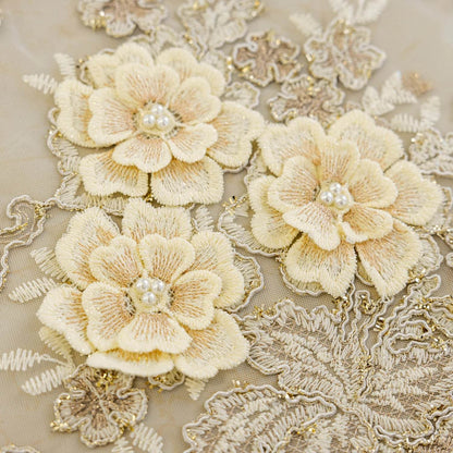 White gauze curtain, luxurious 3D embroidered gauze - Loft&Timber