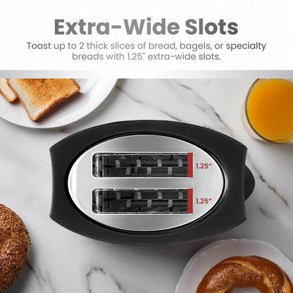 Stainless Steel 2 Slice Toaster with Extra Wide Slots Bagel Function - Loft&Timber
