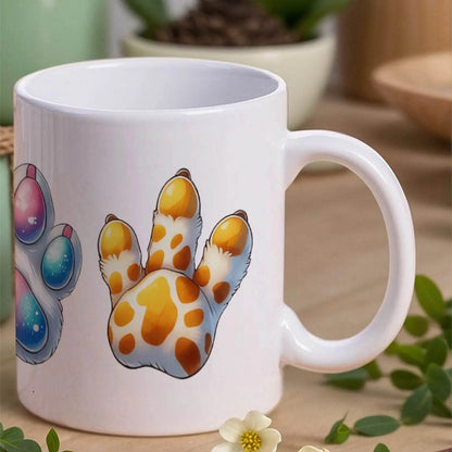 Three Animated Animal Paw Shaped Like Donuts. Custom Mug, 11oz Coffee Mug - Loft&Timber
