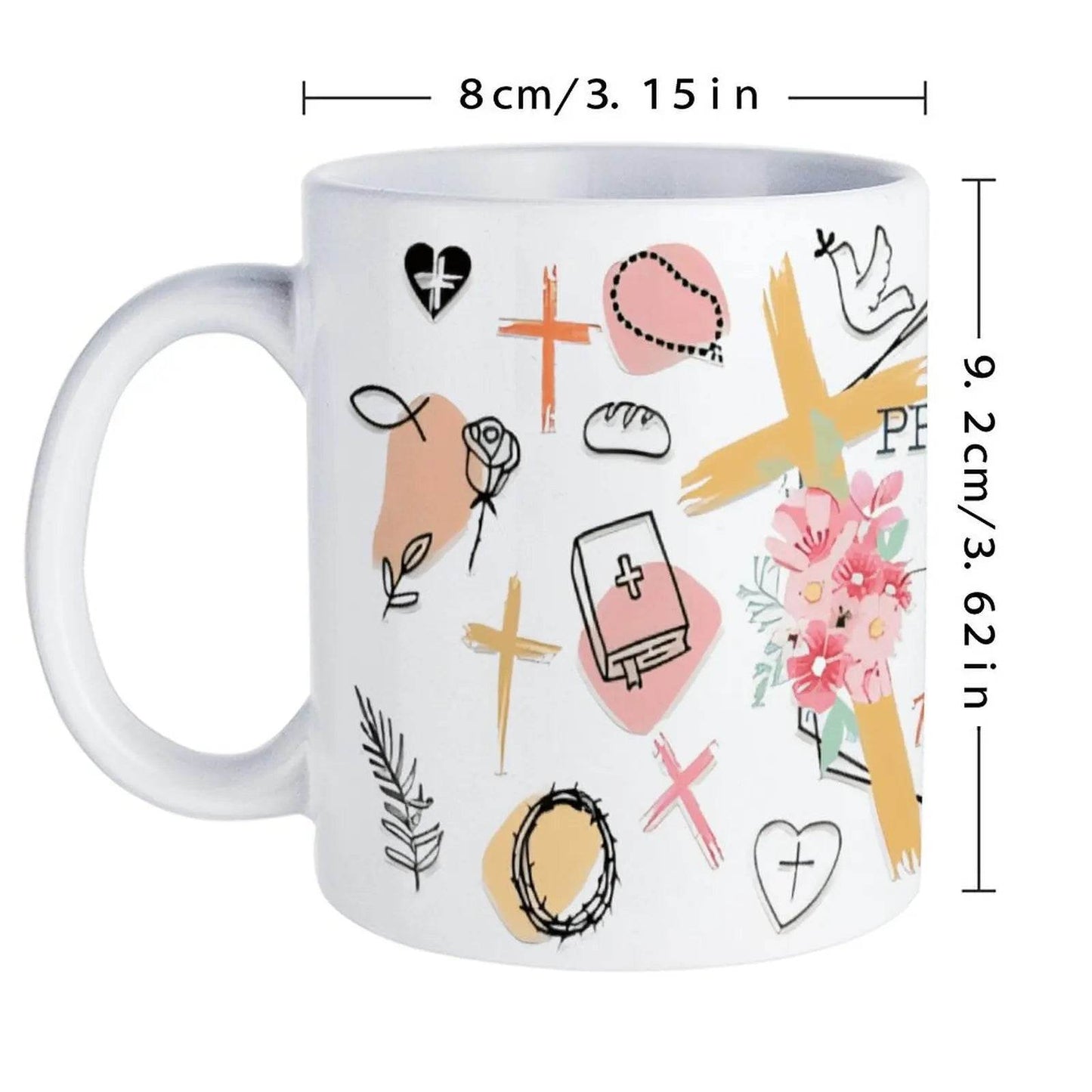 Pray On It Pray Over It Pray Through It Ceramic Coffee Mug Bible Verse Drinkware, 11oz - Loft&Timber