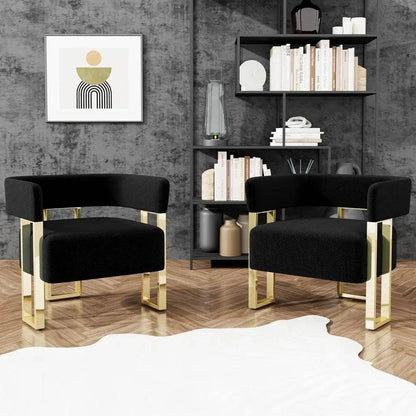 Modern Black and Gold Accent Chair Set of 2 - Loft&Timber