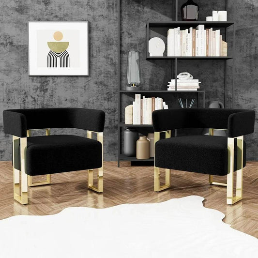 Modern Black and Gold Accent Chair Set of 2 - Loft&Timber