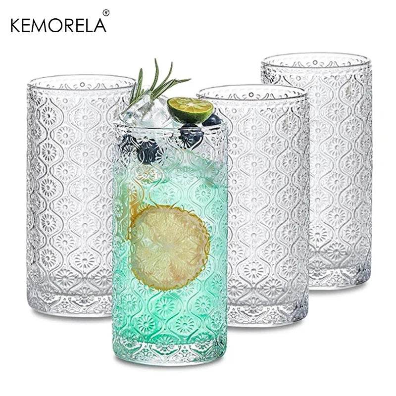 4PCS 350ML Retro Begonia Flower Glass Cups - Loft&Timber