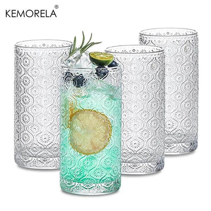 4PCS 350ML Retro Begonia Flower Glass Cups - Loft&Timber