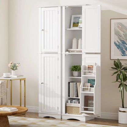 Tall Bathroom Storage Cabinet, 64" Slim Pantry with Door Storage - Loft&Timber